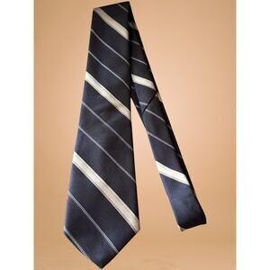 Vintage Courtley Custom Brown Striped Tie Imported Fabric 56” x 3”